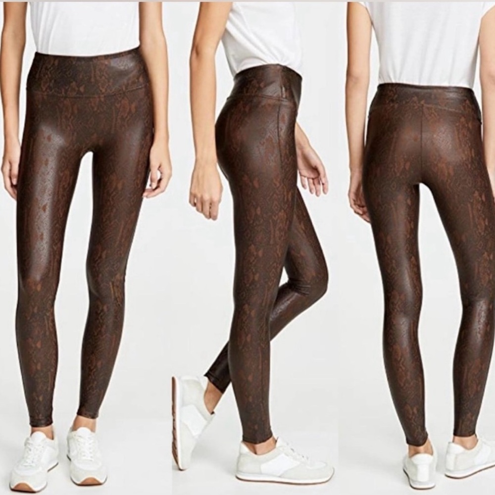 Spanx Faux Leather Brown Snakeskin Leggings
